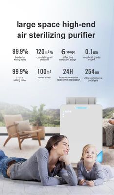 Εξαγνιστής οικιακού 100M2 100W UV αέρα με το ενεργό φίλτρο άνθρακα